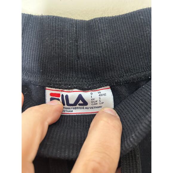 Fila Mens Small Joggers Sweatpants Pants Black Logo Drawstring Pockets - Picture 3 of 4